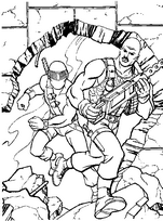 coloriage gi joe percent dans le mur